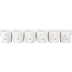 Le Creuset Stoneware Set of 6 London Mugs 12 oz Each White Mug