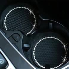 Shein 2pcs Rhinestone Anti-slip Car Coaster