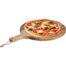 Relaxdays Pizza Acacia Platter Rustic Cutting Tray 1.3 kg Chopping Board