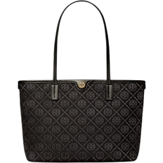 Laptop/Tablet Compartment Totes & Shopping Bags Tory Burch Small T Monogram Zip Tote Bag - Black