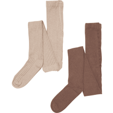 OEKO-TEX Strumpbyxor Barnkläder Minymo Strumpbyxor Ull Rib 2-pack - Hazel Brown (5979-202)