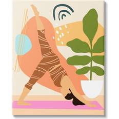 Interior Details Stupell Bold Shapes Yoga Fitness Person Houseplant Graphic Gallery-Wrapped Print 36x48 Framed Art