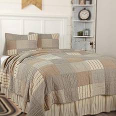 VHC Brands Sawyer Mill Patchwork Chambray Cotton Farmhouse Bedding Pre-Washed Sham Queen Quilt Set, Twin, Charcoal Grey Negro