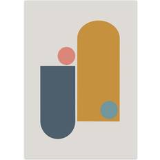 Mid Century Modern on Grey D Graphic Print on Paper