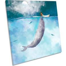 Breakwater Bay Whale CANVAS WALL Square Framed Art