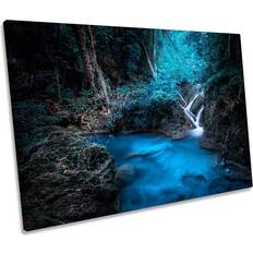 Union Rustic Blue Forest Waterfall River Framed Art