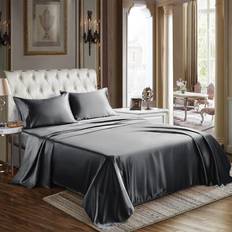 CozyLux CozyLux Satin Silky Bed Sheet Gray