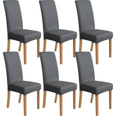 Amazon Basics Stretch Dining Slipcover Set of 6 Dark Grey Loose Chair Cover Grey