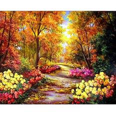 Diamond Paintings on sale MXJSUA MXJSUA DIY 5D Diamond Painting Full Square Drill Kits Rhinestone Picture Art Craft for Home Wall Decor 14x18In Autumn Landscape Blossom