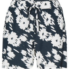 Donna - Floreale Shorts Ichi Pantaloni 'LISA' - Blu Scuro/Bianco