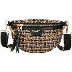 Gold/Brass Bum Bags Mango Star Chain Fanny Pack - Black