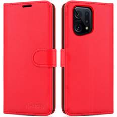 iCatchy Red For OPPO Find X5 5G Phone Wallet Book Leather Case