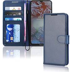 Blue Wallet Cases TechGear Blue Case Fits Nokia G10 G20 Leather Wallet Case, Flip Protective Cover with Wallet Card Holder, Stand and Wrist Strap PU Leather Case