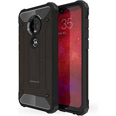 TechGear Moto G7 Case [Tough Armoured] ShockProof Dual-Layer Protective Heavy Duty Tough Cover Compatible with Motorola Moto G7 Black