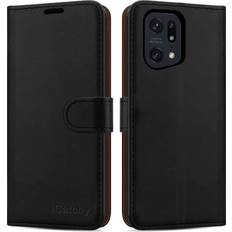 iCatchy Black OPPO Find X5 Pro 5G Phone Wallet Book Leather Case