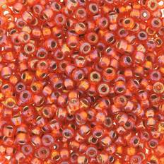 Orange DIY Miyuki Round Seed Beads Size 80 22GM 5 Inch Tube Silver Lined Orange AB 81008