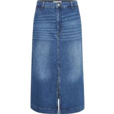 Calia Plain Denim Midi Skirt - Medium Blue