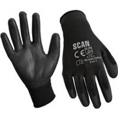 L Work Gloves Scan PU Coated Work Gloves Black Pack of