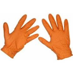 Work Clothes Sealey Orange Diamond Grip Extra-Thick Nitrile Powder-Free Gloves Pack of