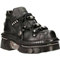 New Rock Shoes New Rock M-215-S6 Unisex Metallic Blk Leathr Boots Black