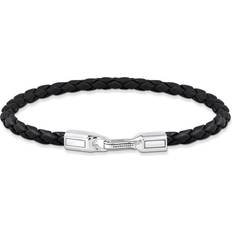 Unisex Armbänder Thomas Sabo Silver bracelet with braided, black leather black A2147-682-11-L19