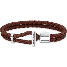 Unisex Schmuck Thomas Sabo Sterling Silver Sterling Silver Double Braided Brown Leath