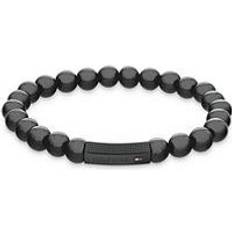 Tommy Hilfiger Armband Tommy Hilfiger men's black IP onyx beaded bracelet, Black, Men