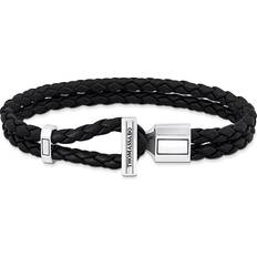 Unisex Schmuck Thomas Sabo Sterling Silver Sterling Silver Double Braided Black Leath