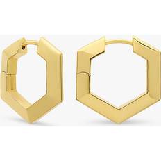 Rachel Jackson London Mini Bevelled Hexagon Hoop Earrings