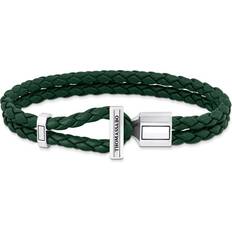 Unisex Schmuck Thomas Sabo Sterling Silver Sterling Silver Double Braided Green Leath