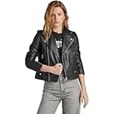 G-Star Leather Biker Jacket Black Women