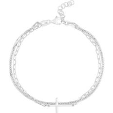 Simply Silver Double Row Cross Bracelet - Silver