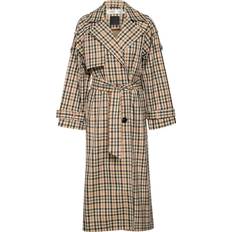 InWear Women Coats InWear Check Trenchcoat Wide Collar and Belt - Multicolor