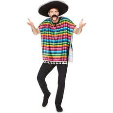 Rond de Wereld Feestjurken Mexicaanse poncho regenboog kleuren one Verkleedkleding voor volwassenen One