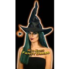 Häxor Maskerad Hattar Smiffys Halloween Fancy Dress Hat # Witch Black Velvet/Spider