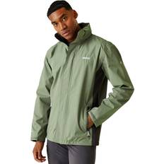 Regatta L, Agave Green/Ash Mens Matt Lightweight Waterproof Hooded Outdoor Walking Jacket Coat