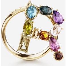 Ametista Anelli Dolce & Gabbana Rainbow alphabet R ring in yellow gold with multicolor fine gems