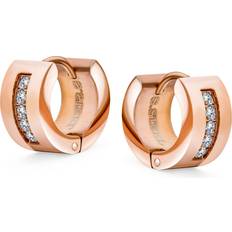 Unisex Earrings Bling Jewelry Rose Gold-Tone CZ Huggie Hoop Earrings