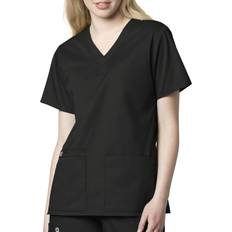 Work Tops WonderWink WonderWink Women's Wonderwork V-Neck Scrub Top, Black