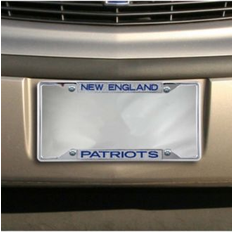 Stockdale New England Patriots Over Team Silver Glitter Metal License Plate Frame