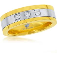 Stainless Steel Rings Blackjack Stainless Steel Gold & Silver CZ Band Ring