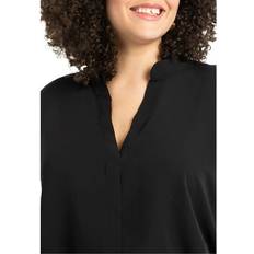 Black - Women Blouses Eloquii Eloquii Women Plus Notch Collar Blouse