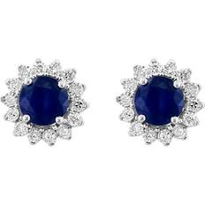 Effy Earrings Effy Women's 14K White Gold, Natural Sapphire & Diamond Stud Earrings