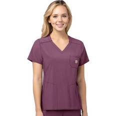 Purple Work Clothes Carhartt Women's Women's Force Cross-Flex Chest Pocket Scrub Top Amethyst