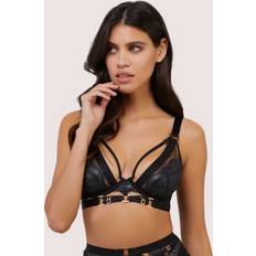 Playful Promises Tabitha Wet-Look Lace Plunge Bra, Black