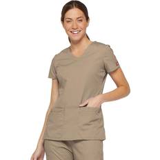 Work Tops Dickies Women's Eds Signature V-Neck Scrub Top With Pen Slot Khaki 85906