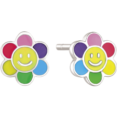 Smiley smykker Støvring Design Smiley Circle with Flower Ear Studs - Silver/Multicolour