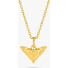 Rachel Jackson London Personalised Guardian Wings Heart Necklace, Gold