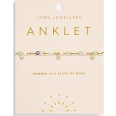 Gold Anklets Joma Jewellery ANKLET MULTI STONE Gold Anklet 23cm stretch, Gold, Women