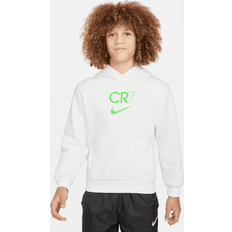 Nike CR7-Club Fleece-fodboldhættetrøje til større børn hvid